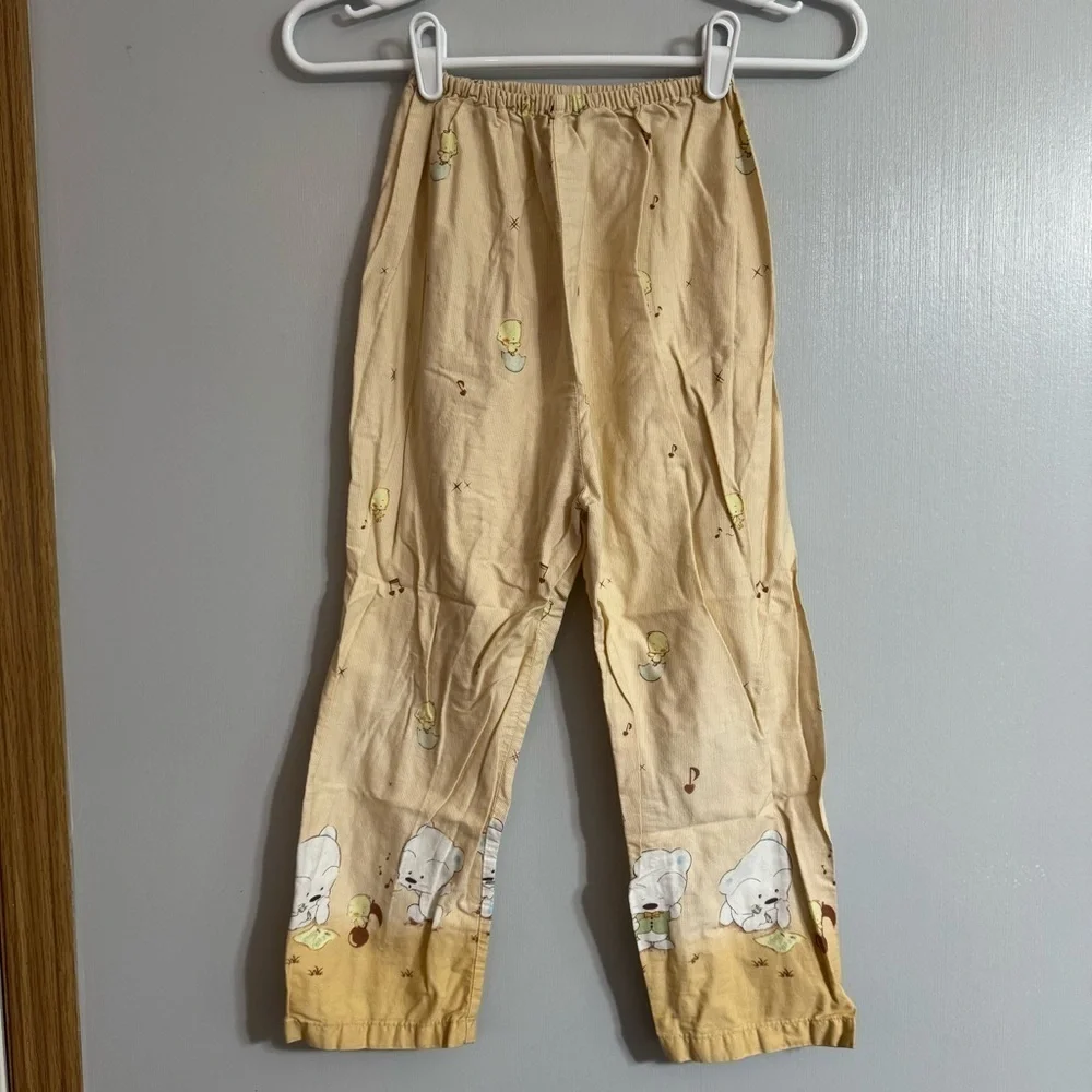 BaBu Cartoon Pajama Set in Beige and Yellow Size 9